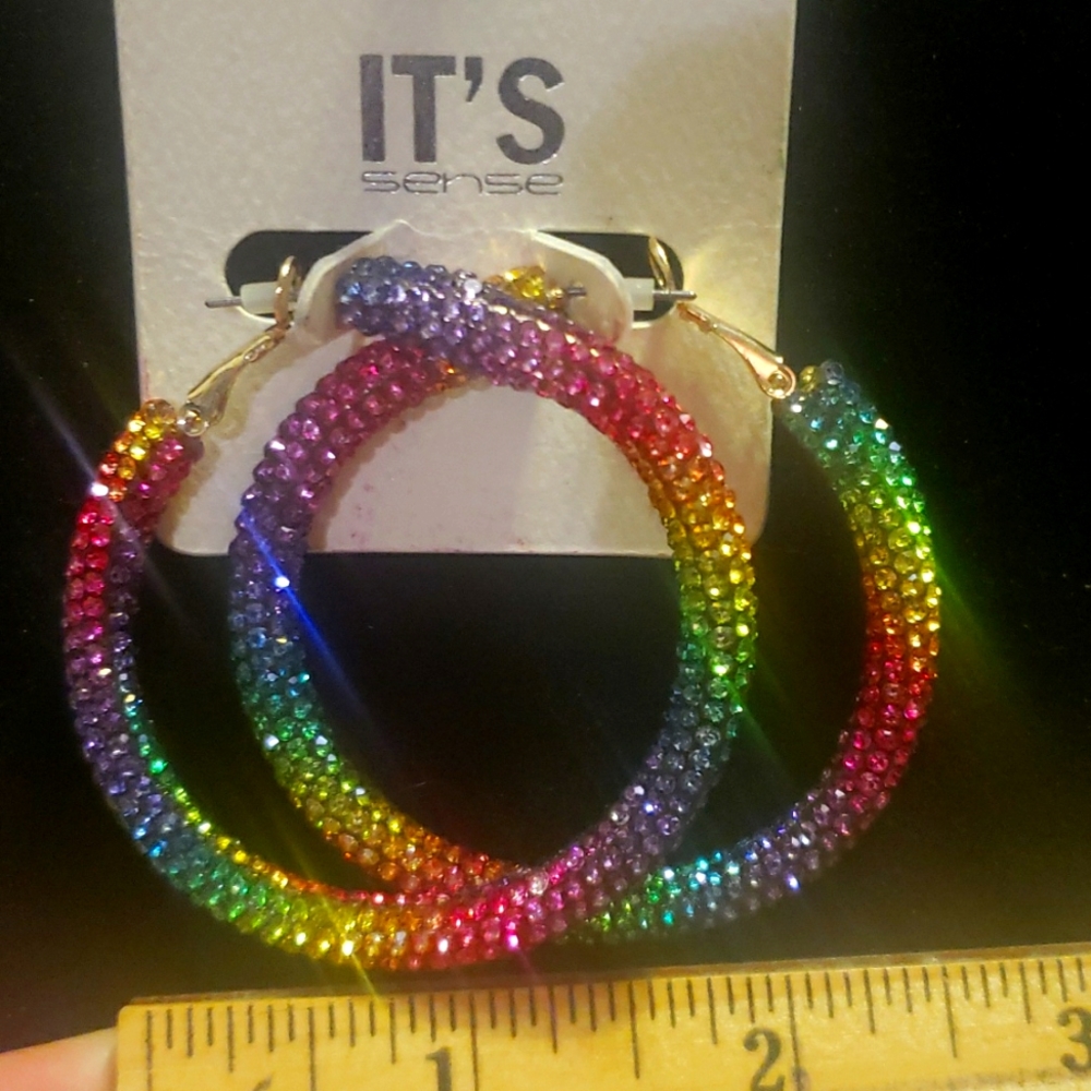 NEW RAINBOW HOOP EARRINGS